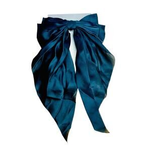 Big Long Satin Black Hair Bow